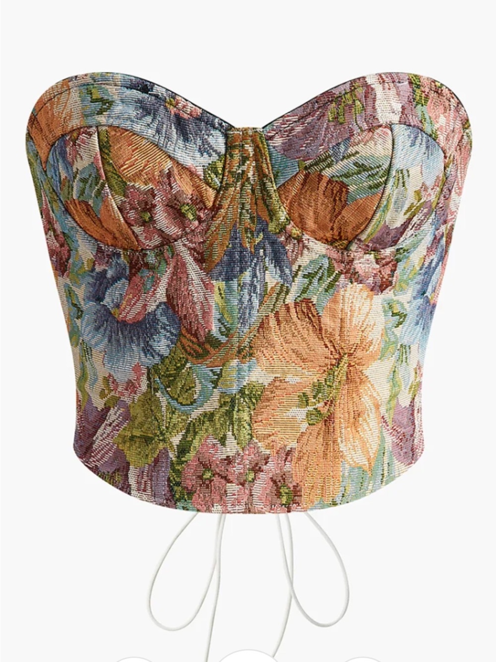 Commense Floral Tapestry Bustier Camisole — Peach, Blue, Green, Pink